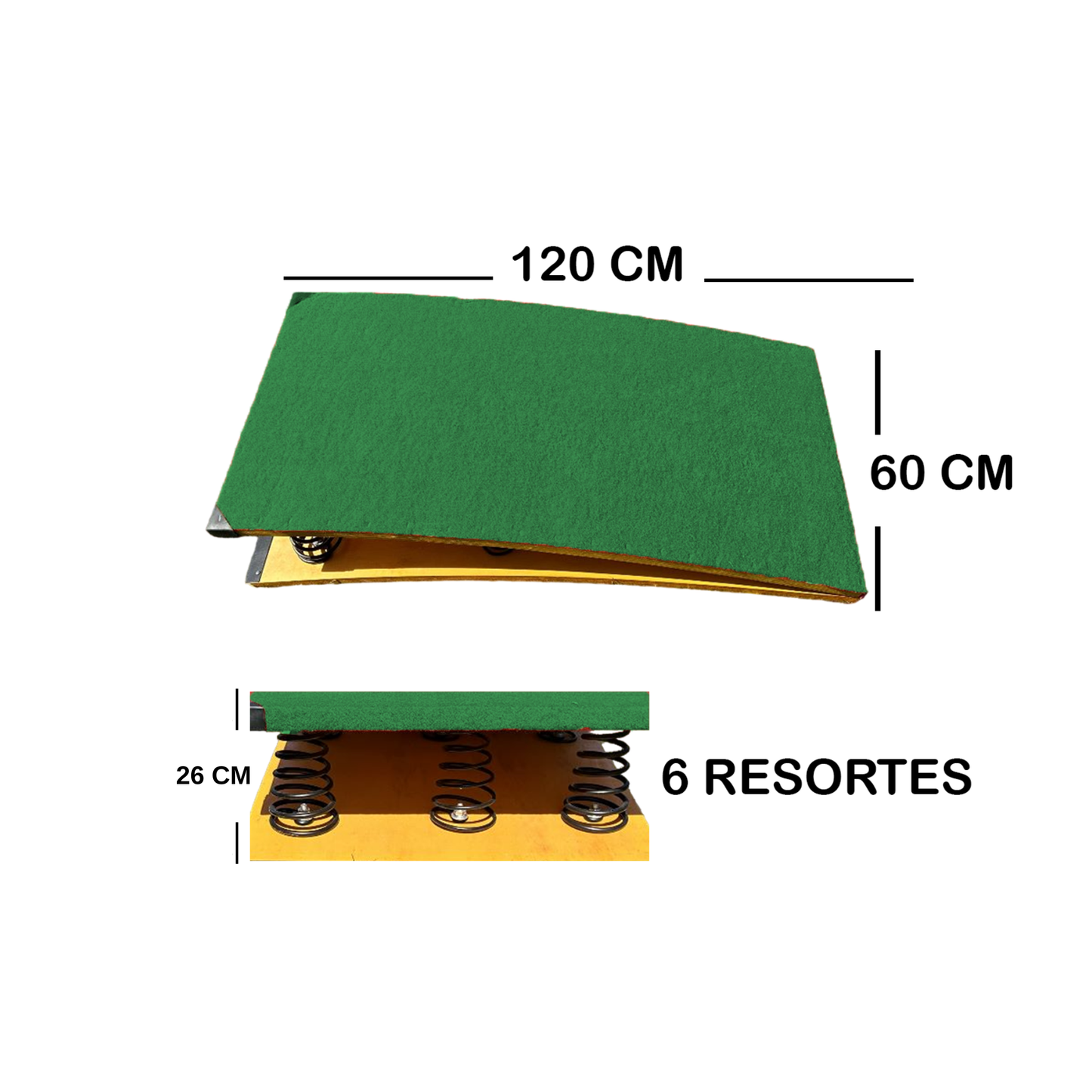 PREVENTA Trampolín De Salto 6 Resortes Gimnasia Profesional 120x60 cm