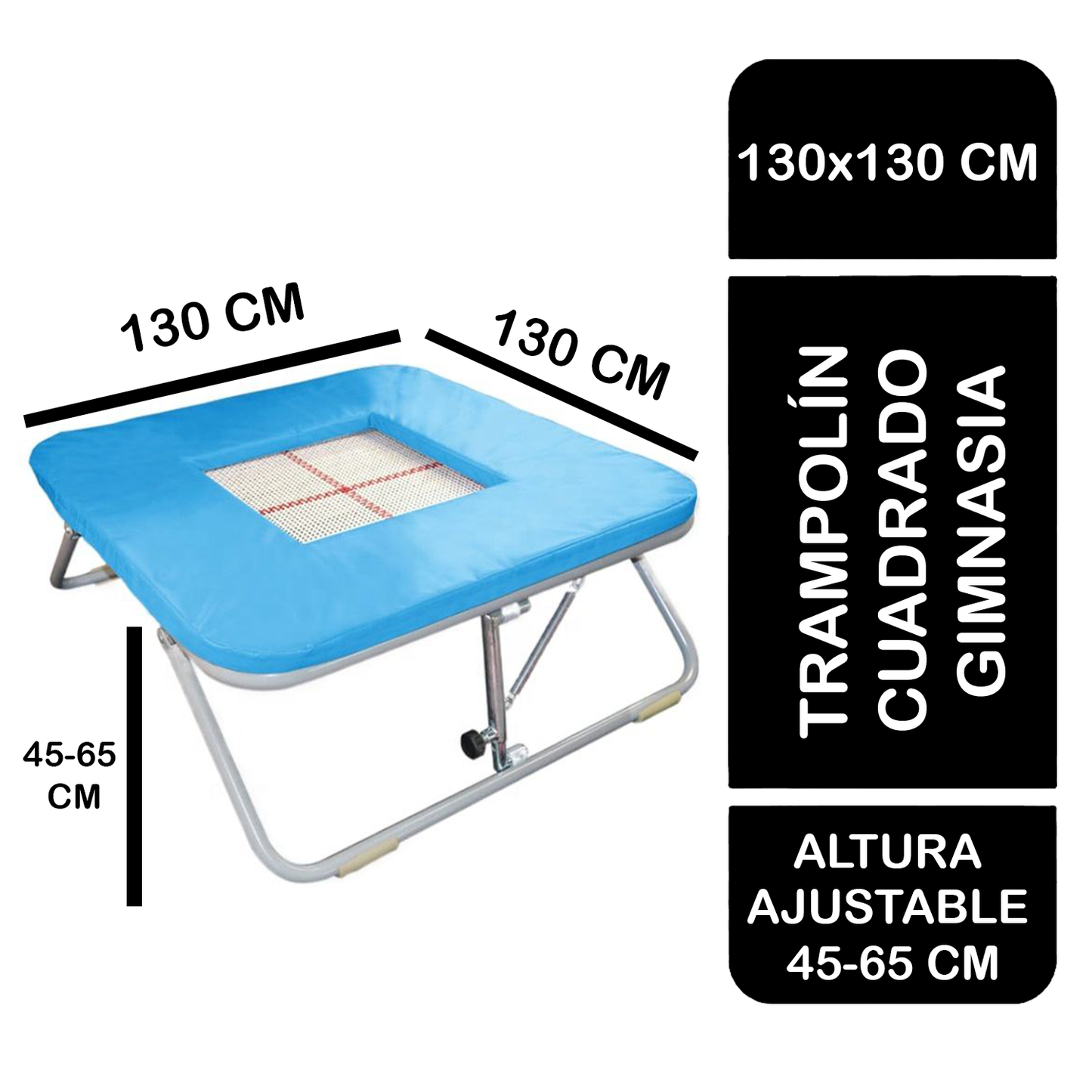 Trampolín De Salto Gimnasia Profesional Cuadrado 130x130 cm