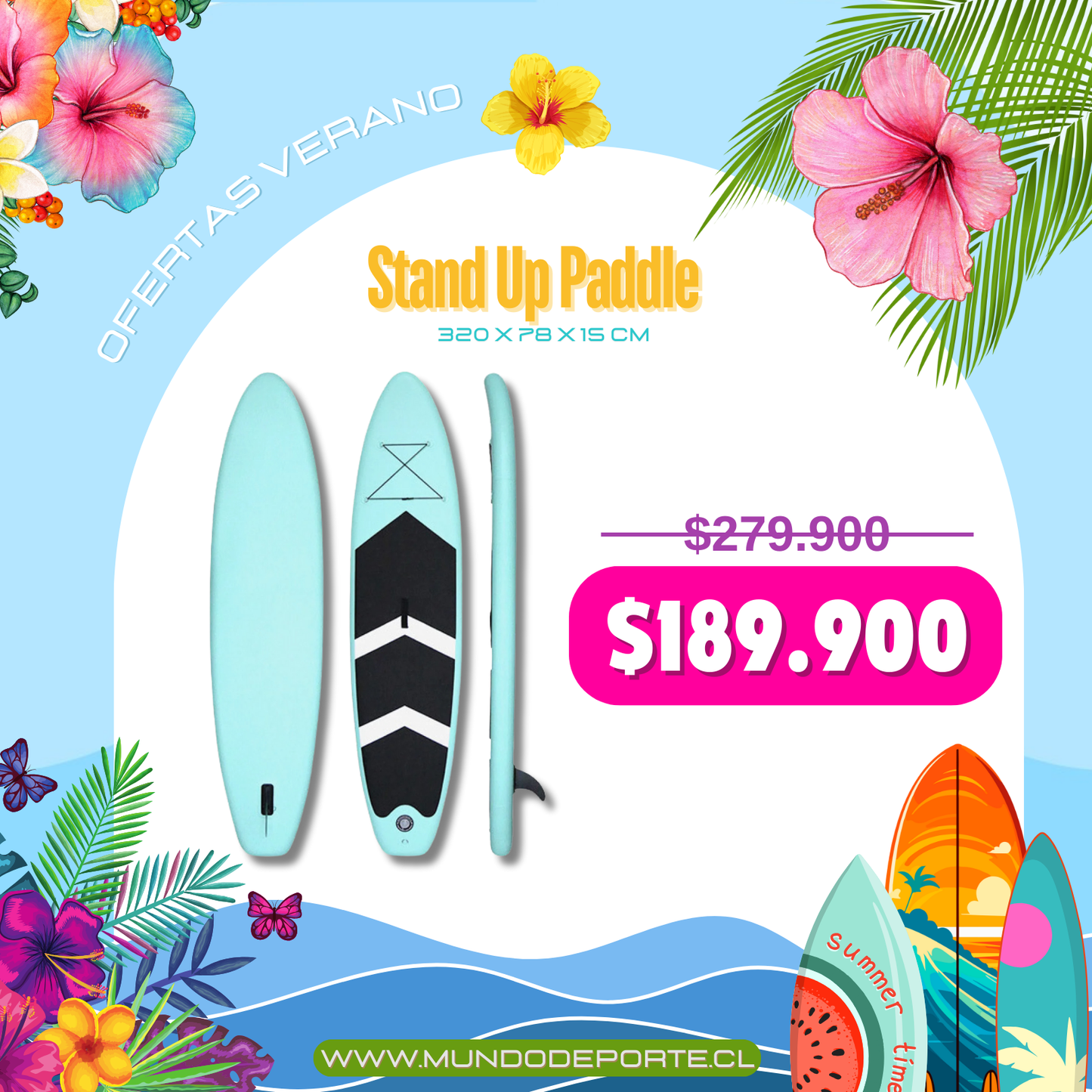 Stand Up paddle tamaño 320x78x15 cm