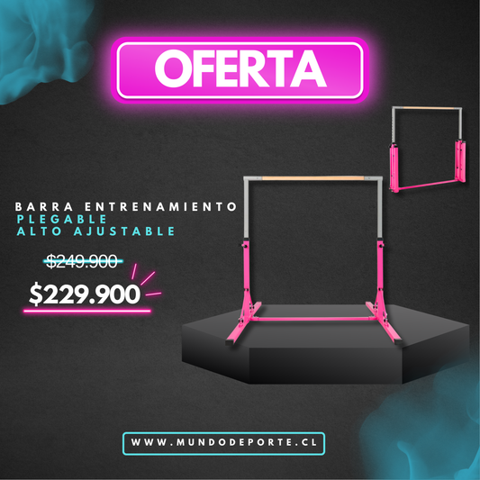 Barra Entrenamiento Gimnasia Plegable Largo 136 cm Alto Ajustable