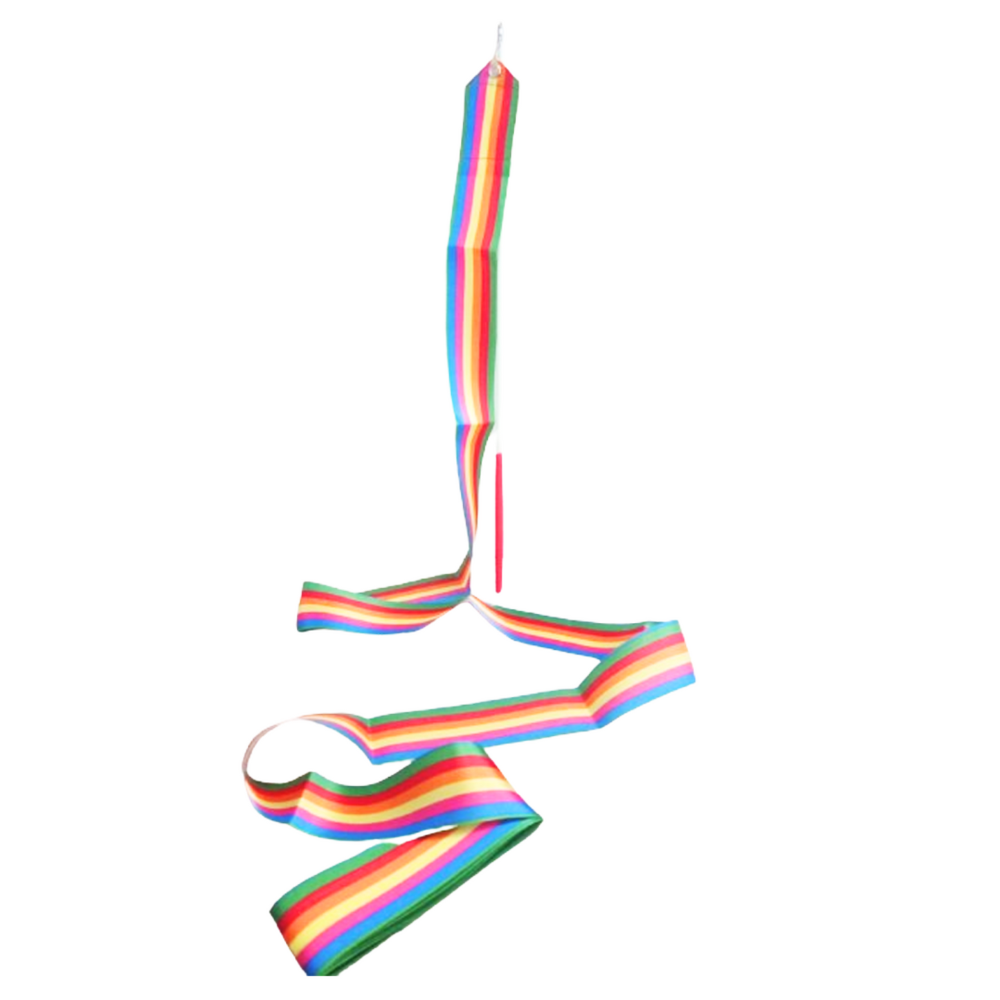 Cinta de gimnasia rítmica de 6 metros. Colores vibrantes, giro fluido anti-enredos y varilla ligera. Ideal para entrenamiento y clubes.