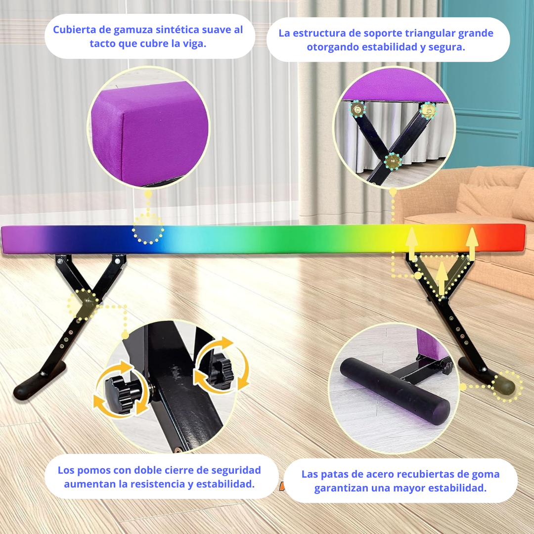 Viga de Gimnasia 2.35m Ajustable | Viga de Equilibrio Profesional