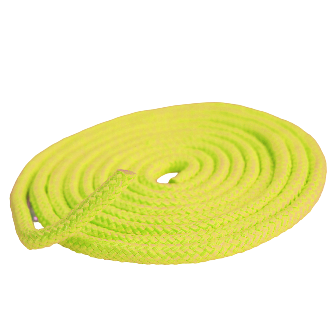 Cuerda de gimnasia rítmica de 3 metros. Resistente, con peso ideal para lanzamientos y gran flexibilidad. Perfecta para nivel escolar y entrenamiento en Chile.