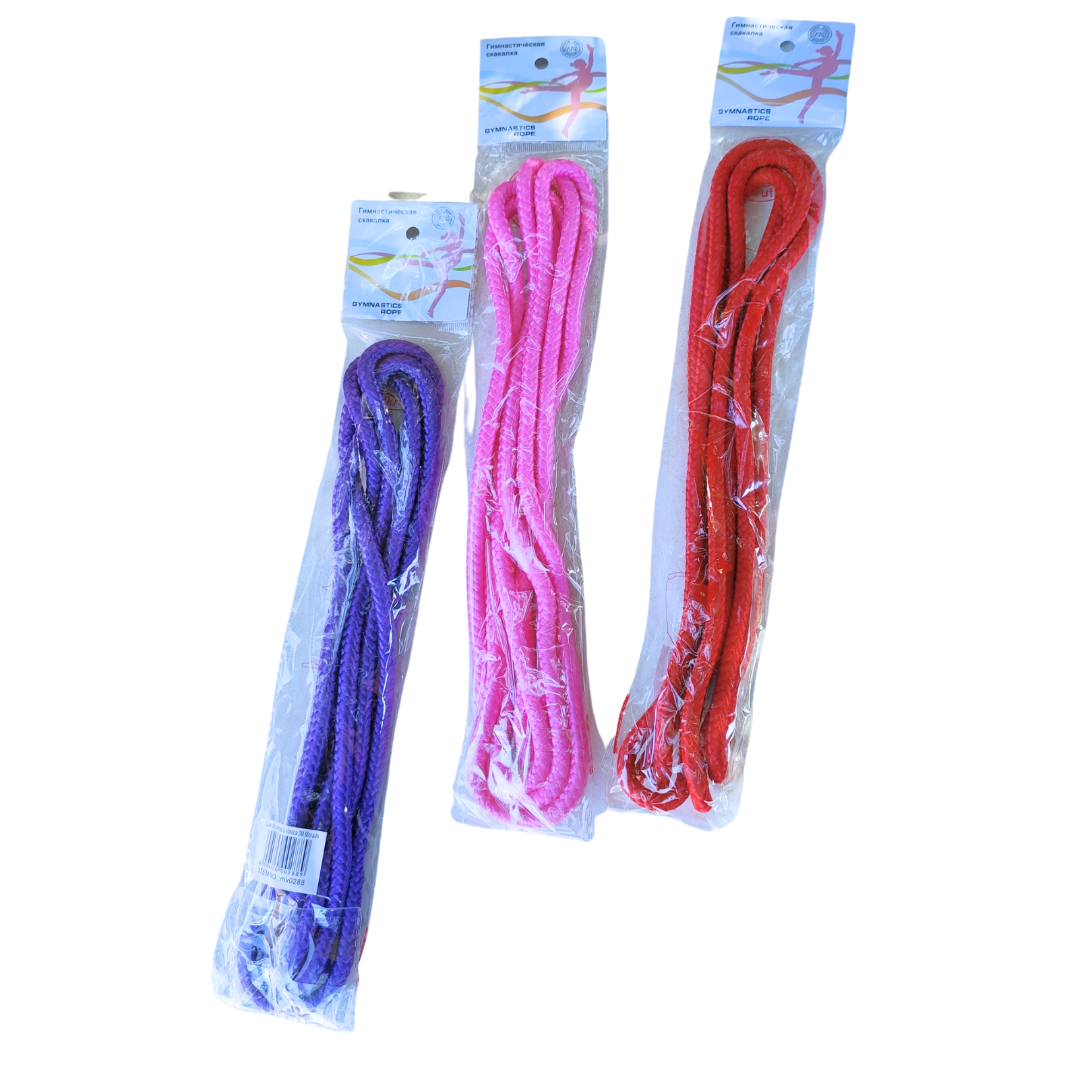 Cuerda de gimnasia rítmica de 3 metros. Resistente, con peso ideal para lanzamientos y gran flexibilidad. Perfecta para nivel escolar y entrenamiento en Chile.